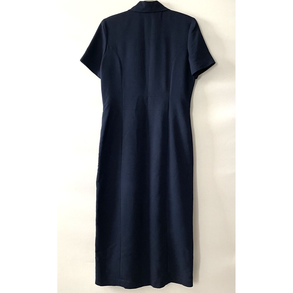 Vintage Y2K Amanda Smith Shirt Dress Collared Short Sleeve Button Front Navy 8 - Picture 3 of 12